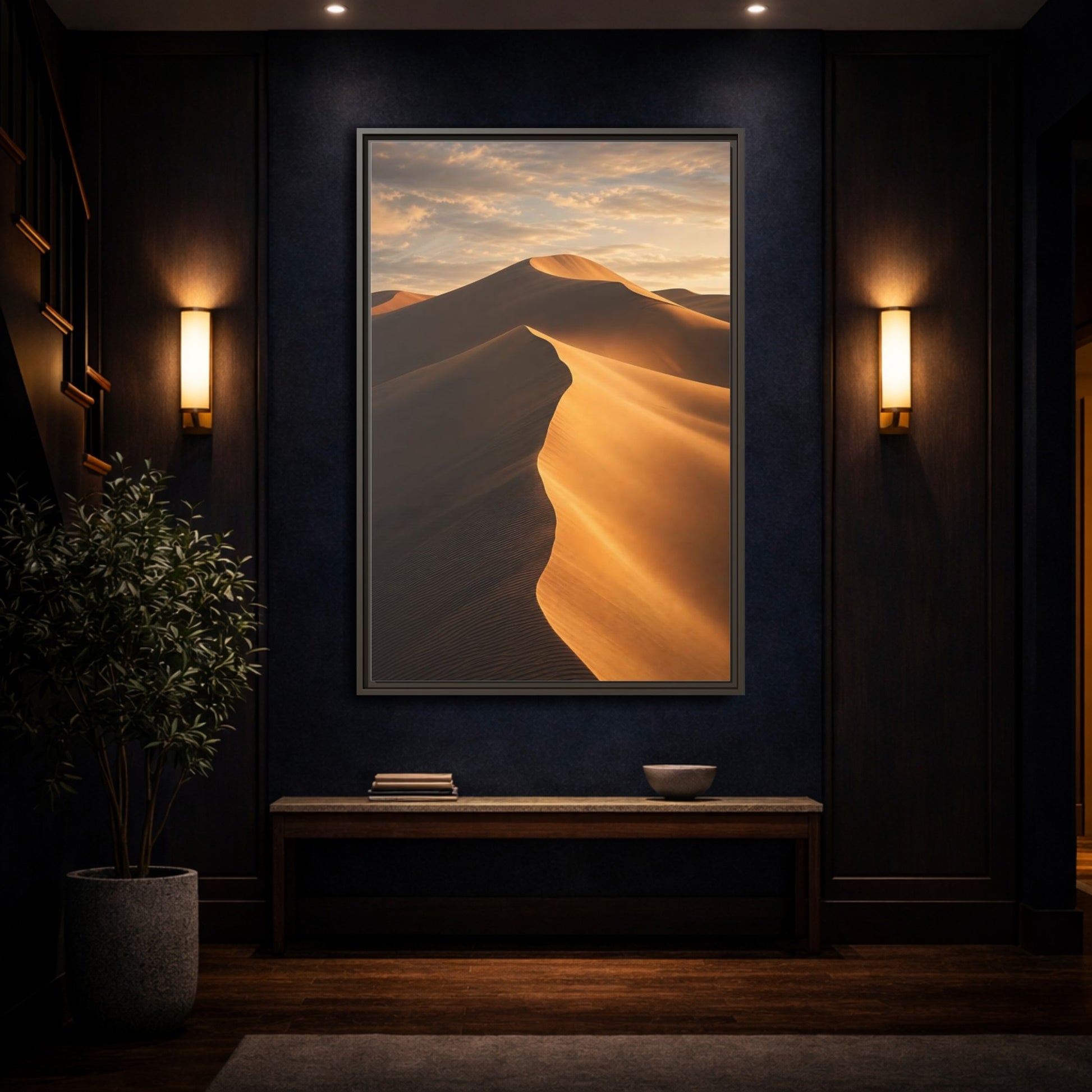 Mockup 4. Nature Sand Dunes Golden Dunes shown as stretched canvas wall art