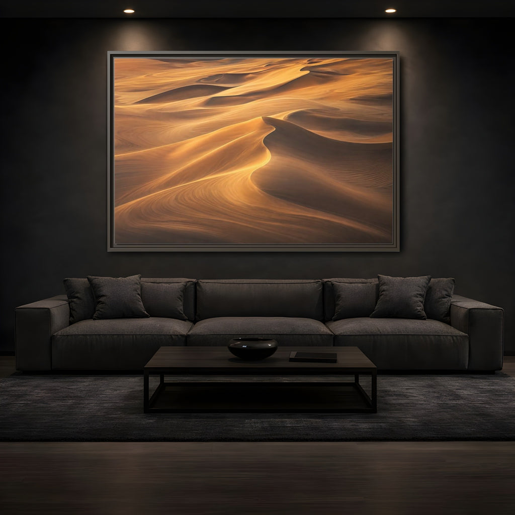 Mockup 3. Nature Sand Dunes Golden Sand Dunes shown as stretched canvas wall art
