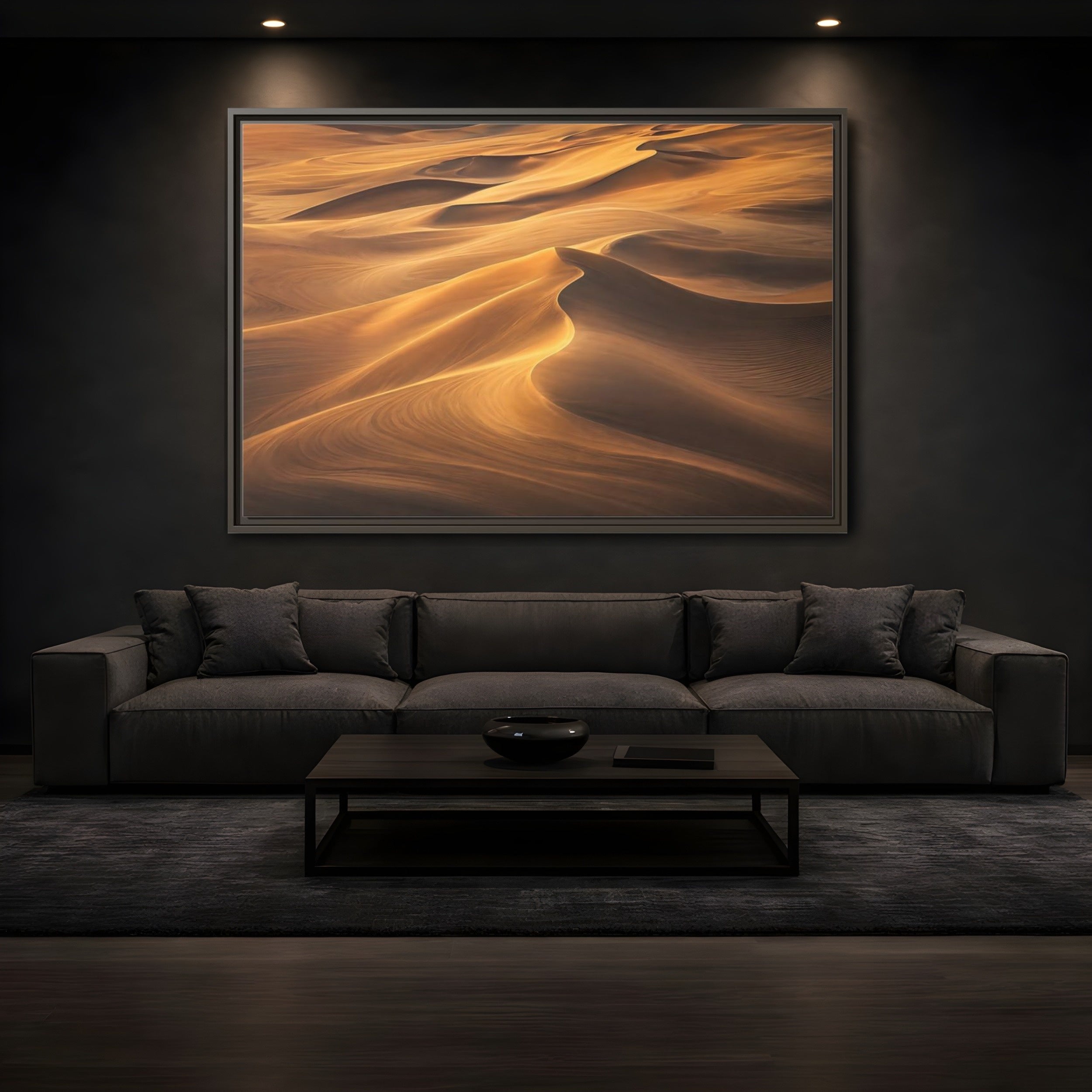 Mockup 3. Nature Sand Dunes Golden Sand Dunes shown as stretched canvas wall art
