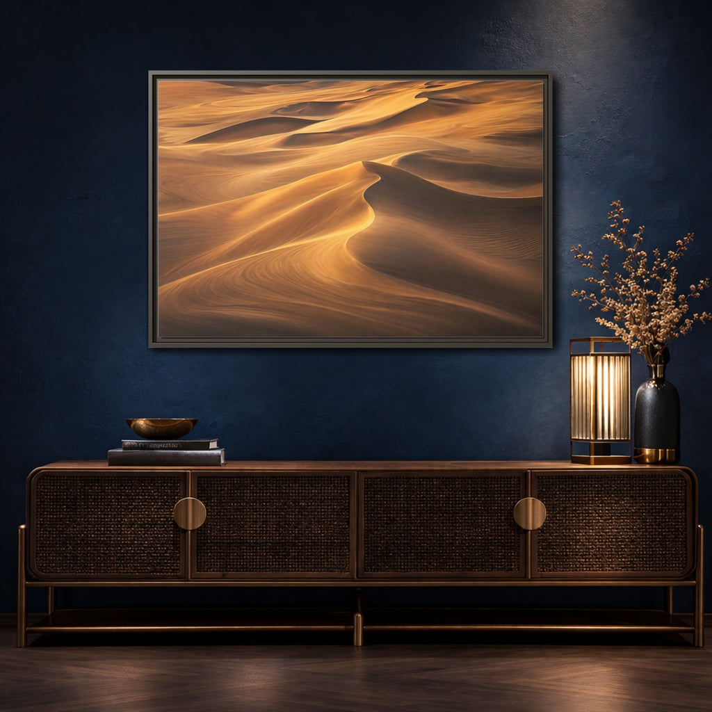 Mockup 4. Nature Sand Dunes Golden Sand Dunes shown as stretched canvas wall art
