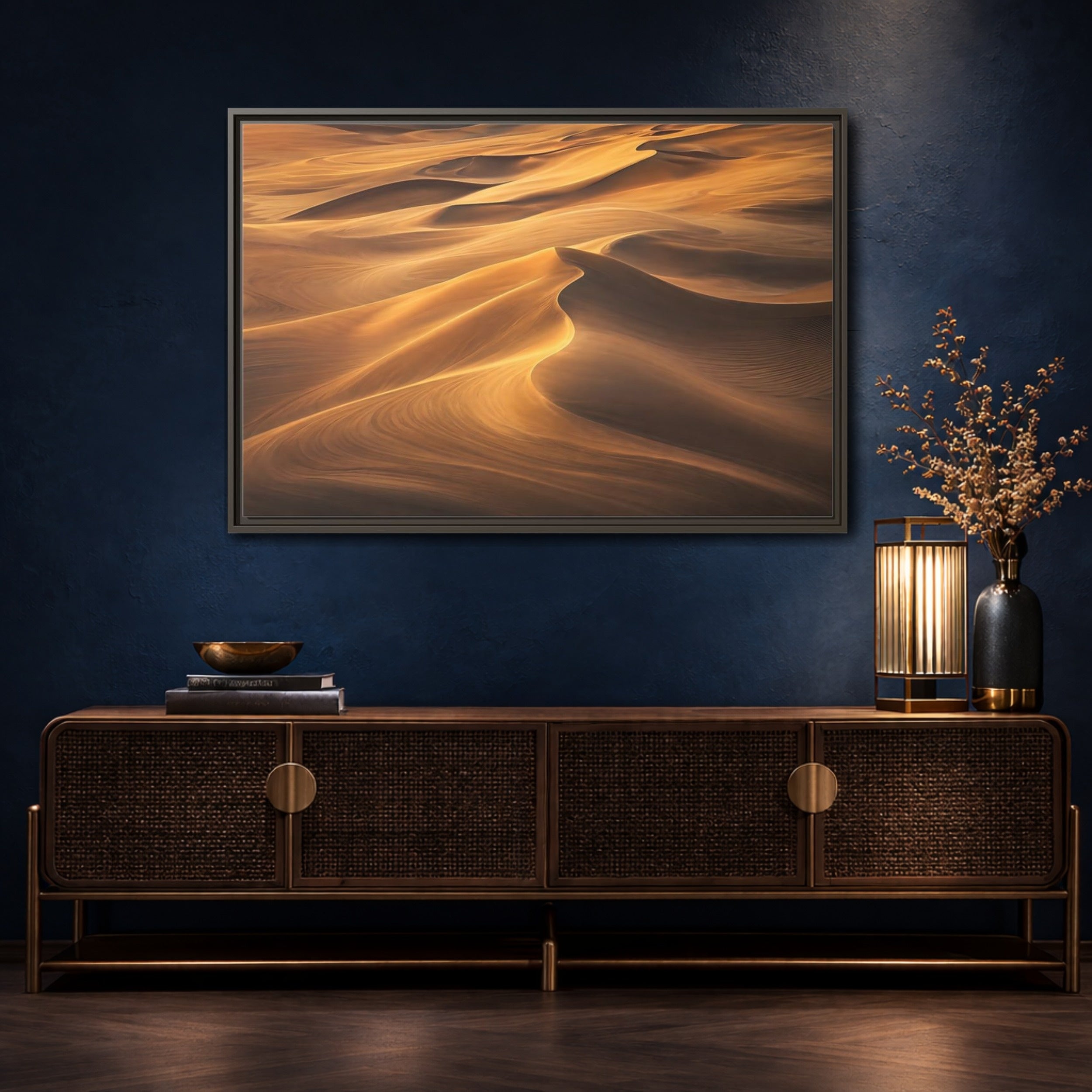 Mockup 4. Nature Sand Dunes Golden Sand Dunes shown as stretched canvas wall art