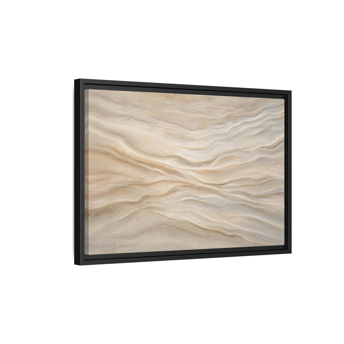 Side Mockup 3. Nature Sand Waves Beige Sand Waves shown as stretched canvas wall art