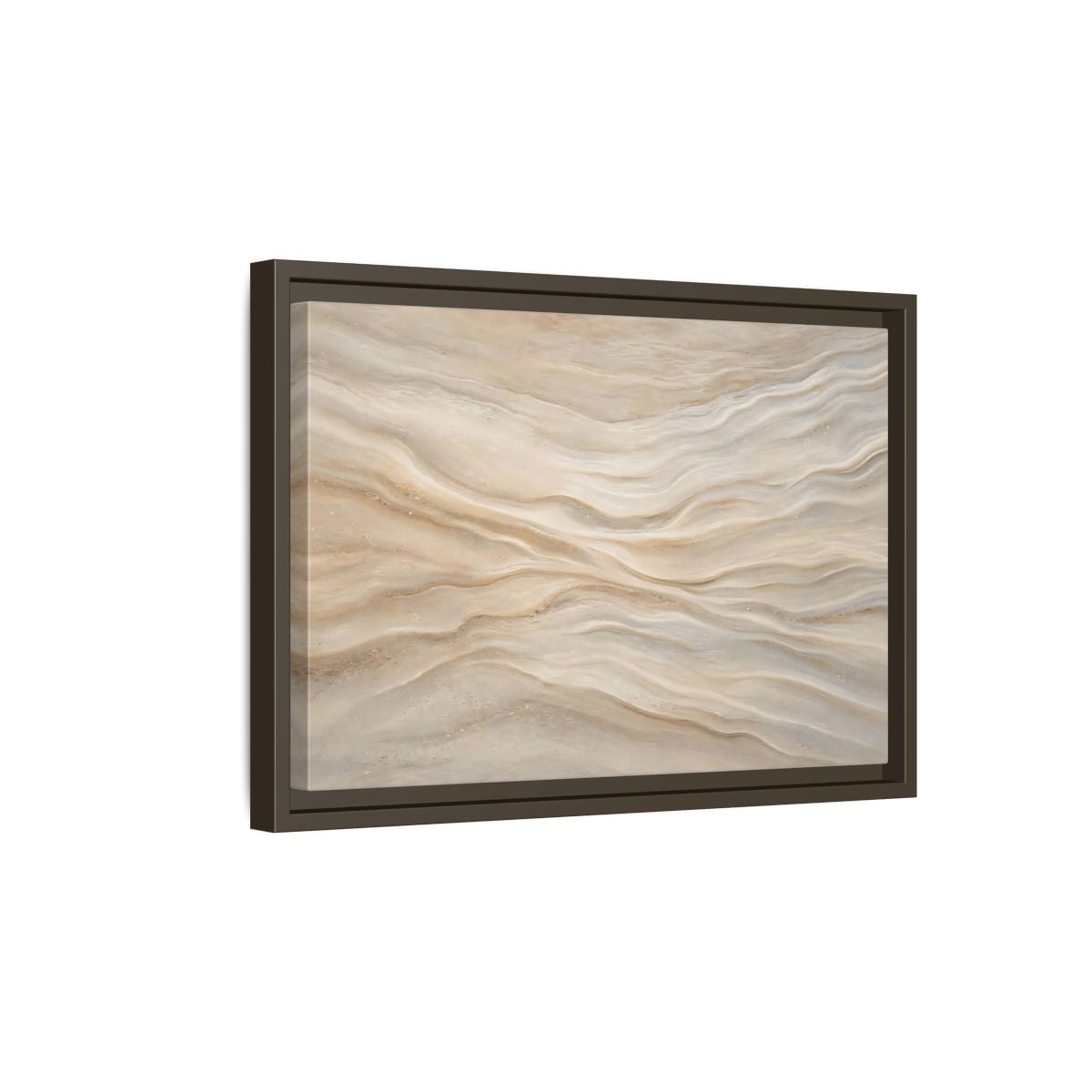 Side Mockup 5. Nature Sand Waves Beige Sand Waves shown as stretched canvas wall art