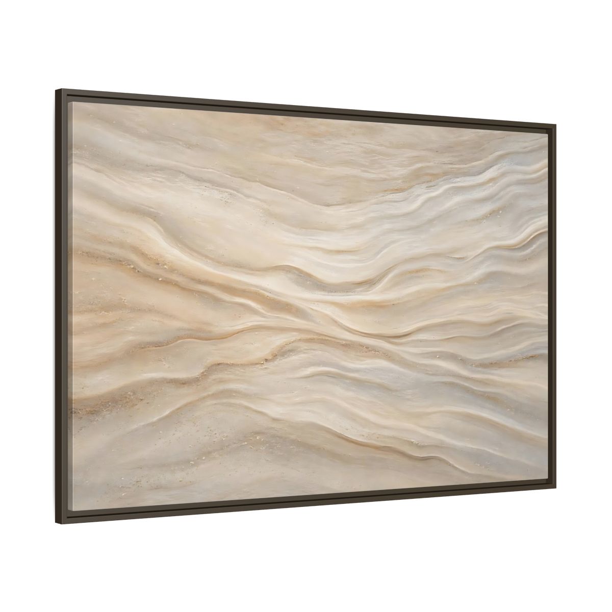 Side Mockup 8. Nature Sand Waves Beige Sand Waves shown as stretched canvas wall art
