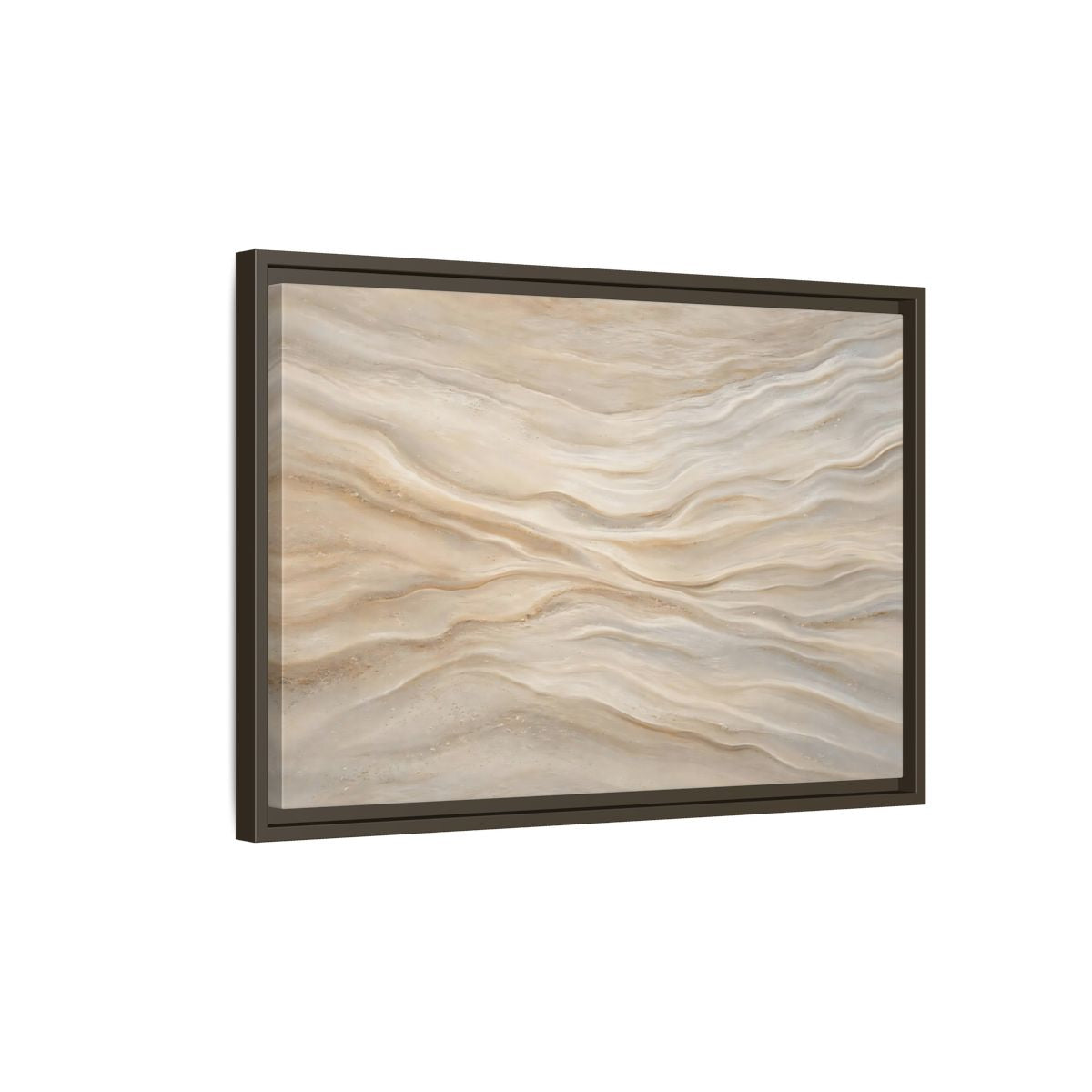 Side Mockup 2. Nature Sand Waves Beige Sand Waves shown as stretched canvas wall art