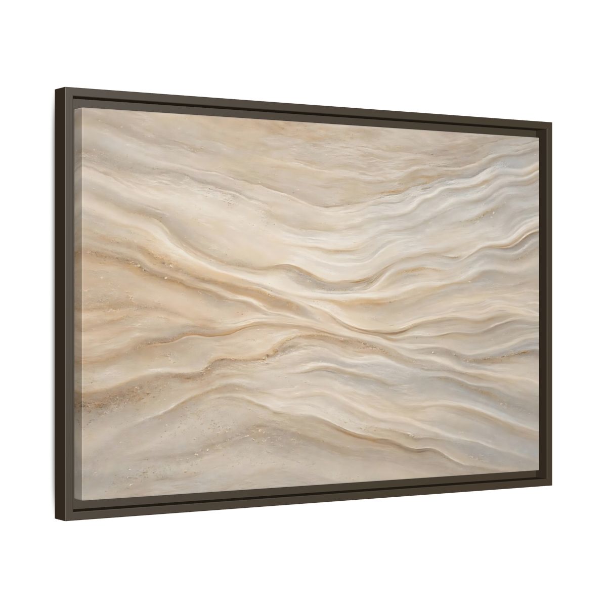 Side Mockup 11. Nature Sand Waves Beige Sand Waves shown as stretched canvas wall art