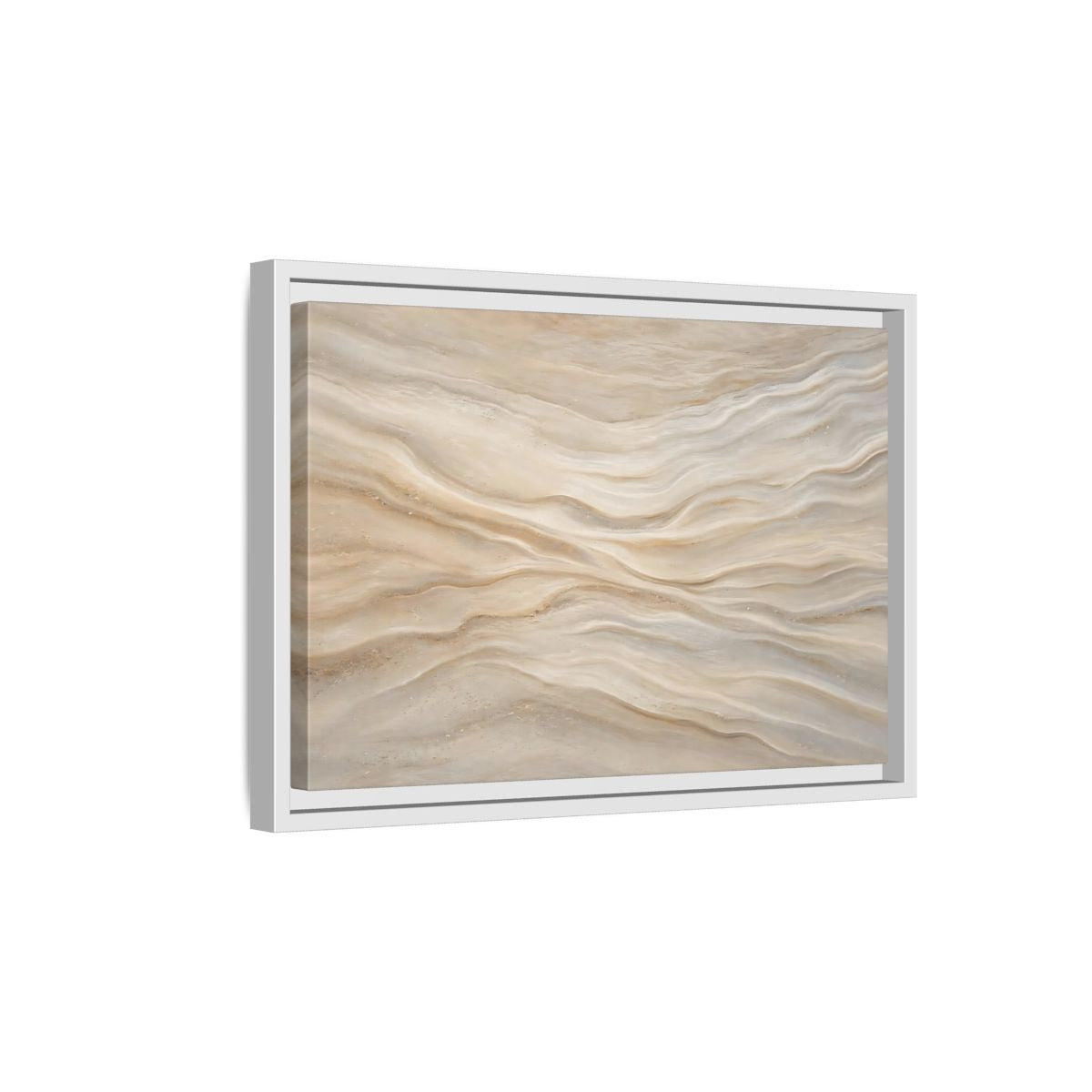 Side Mockup 4. Nature Sand Waves Beige Sand Waves shown as stretched canvas wall art