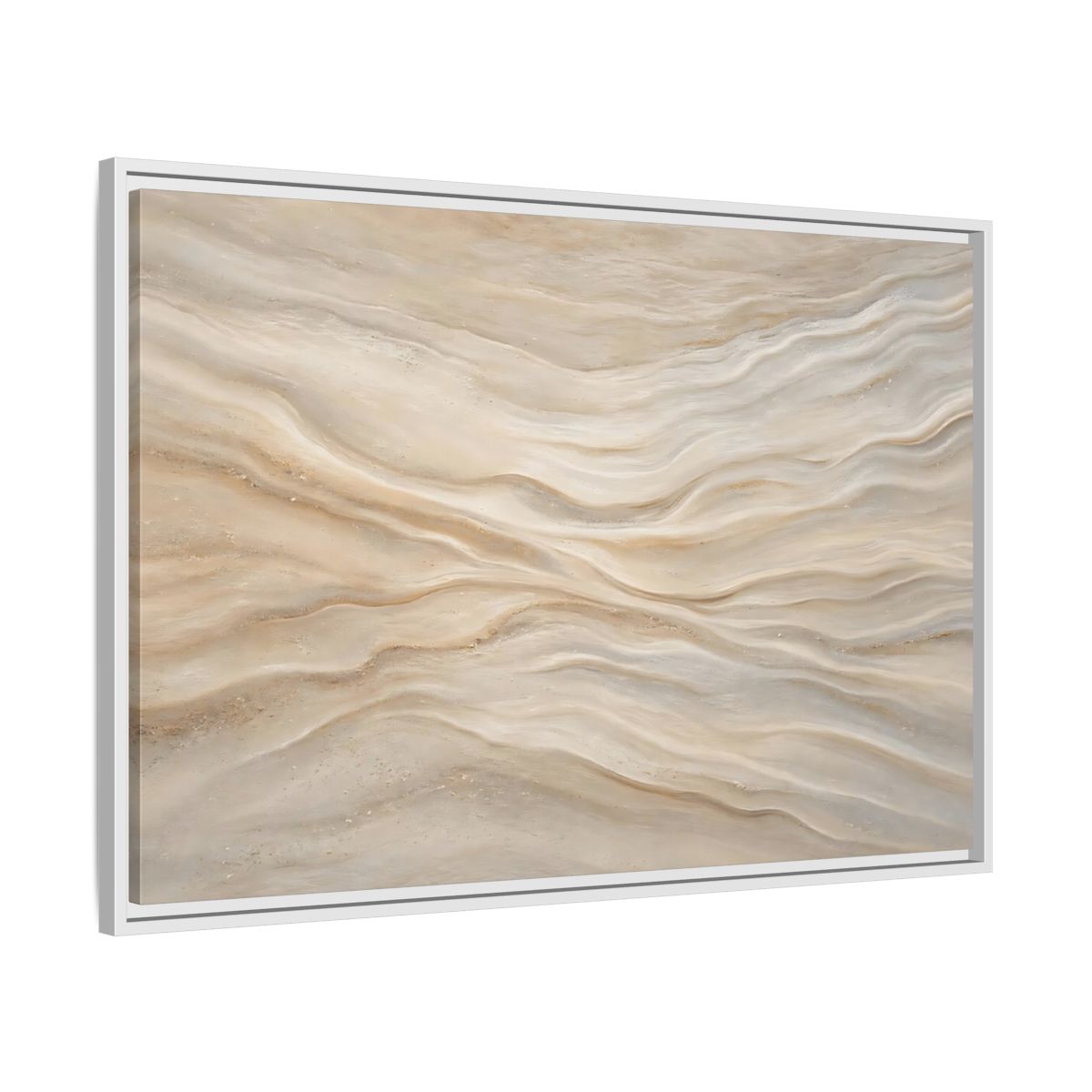 Side Mockup 9. Nature Sand Waves Beige Sand Waves shown as stretched canvas wall art