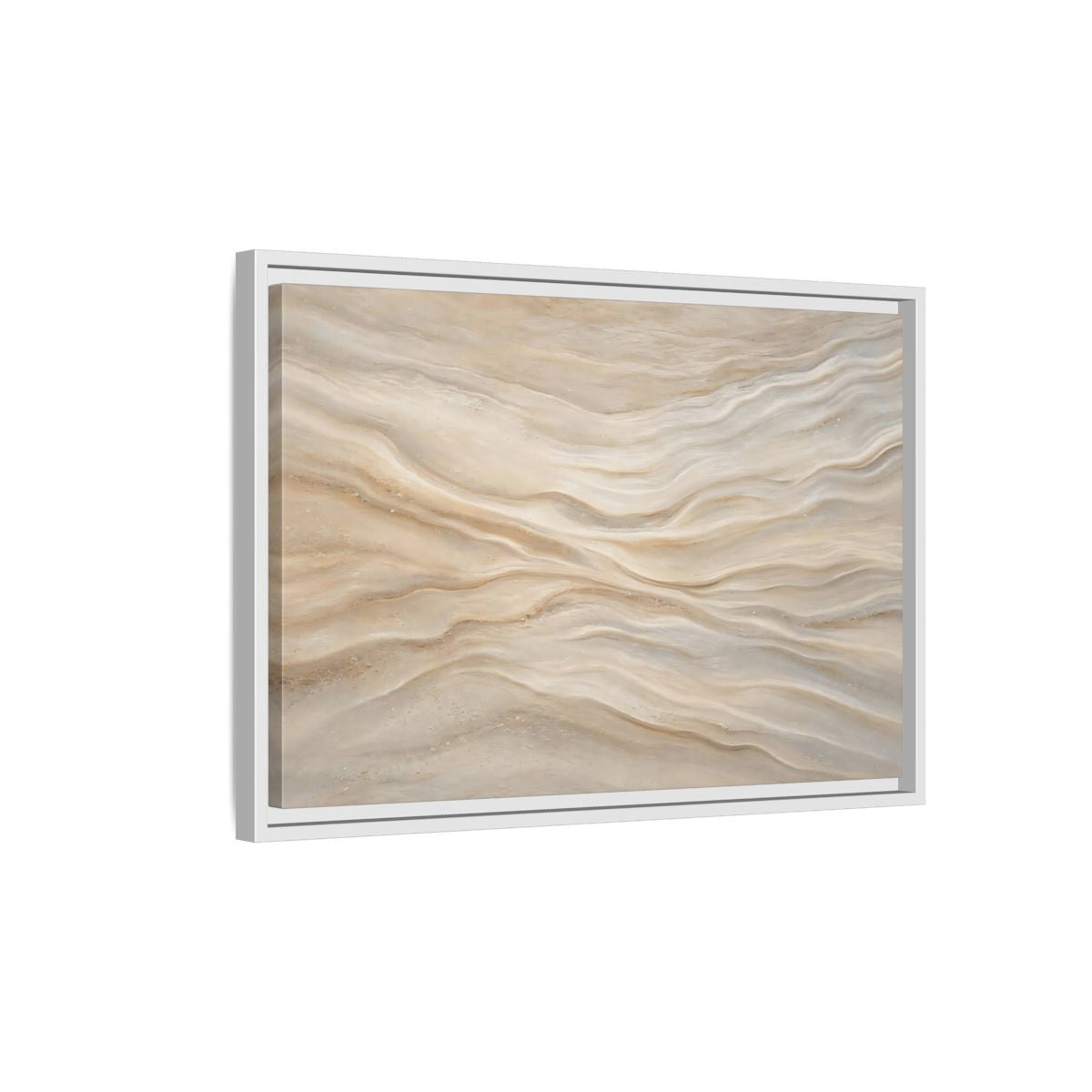 Side Mockup 1. Nature Sand Waves Beige Sand Waves shown as stretched canvas wall art