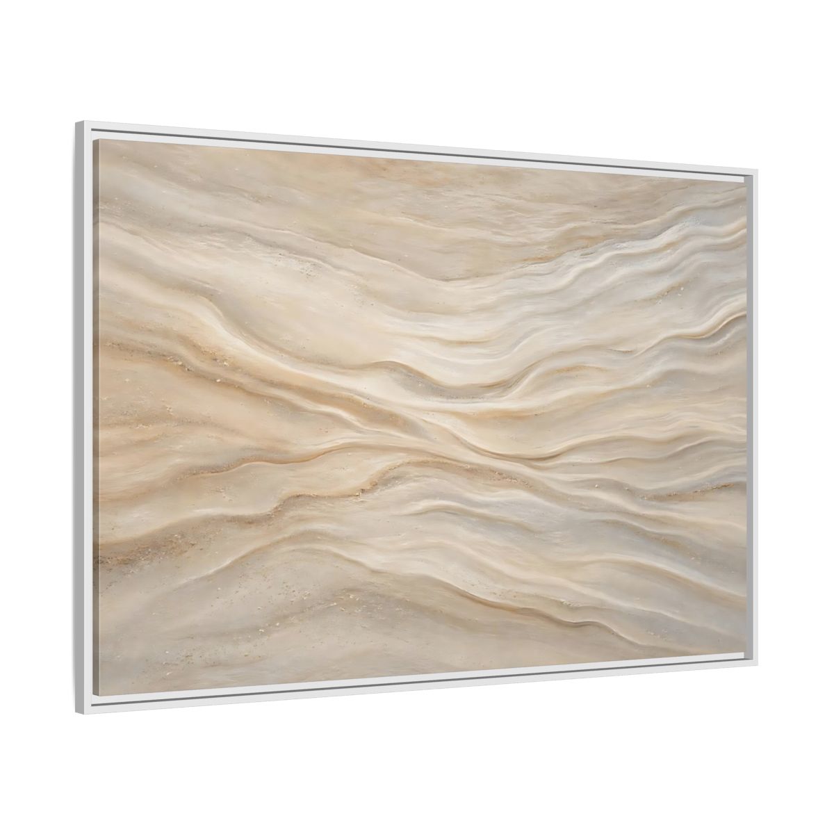 Side Mockup 7. Nature Sand Waves Beige Sand Waves shown as stretched canvas wall art