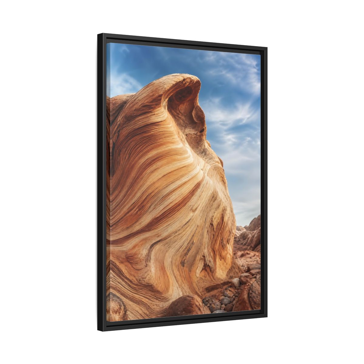 Side Mockup 14. Nature Sandstone Waves Sandstone Desert shown as stretched canvas wall art