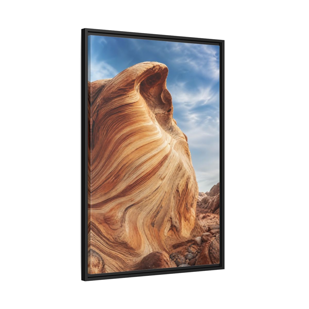 Side Mockup 13. Nature Sandstone Waves Sandstone Desert shown as stretched canvas wall art