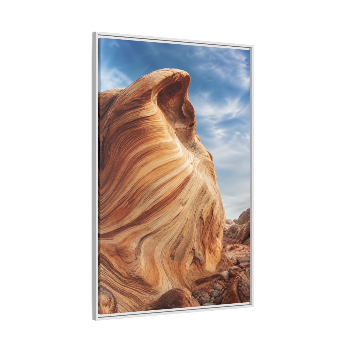 Side Mockup 7. Nature Sandstone Waves Sandstone Desert shown as stretched canvas wall art