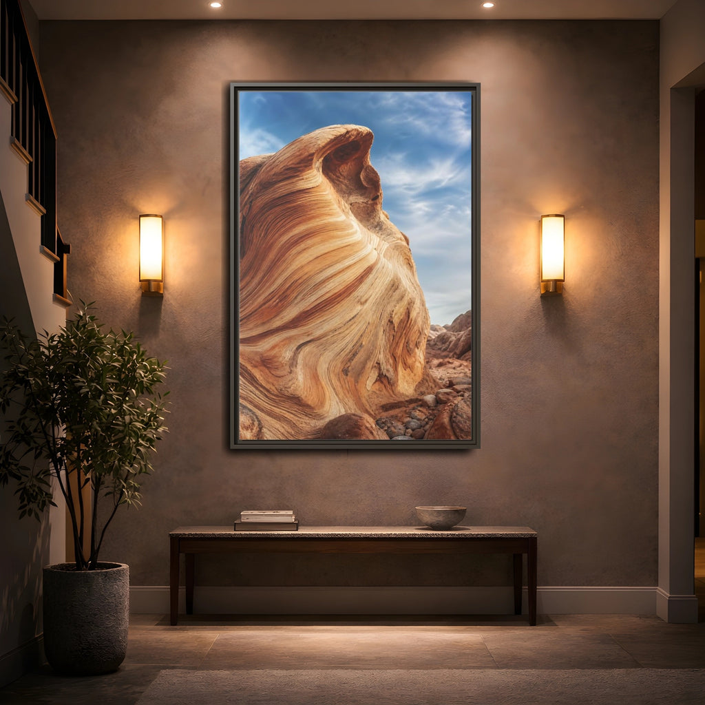 Mockup 2. Nature Sandstone Waves Sandstone Desert shown as stretched canvas wall art