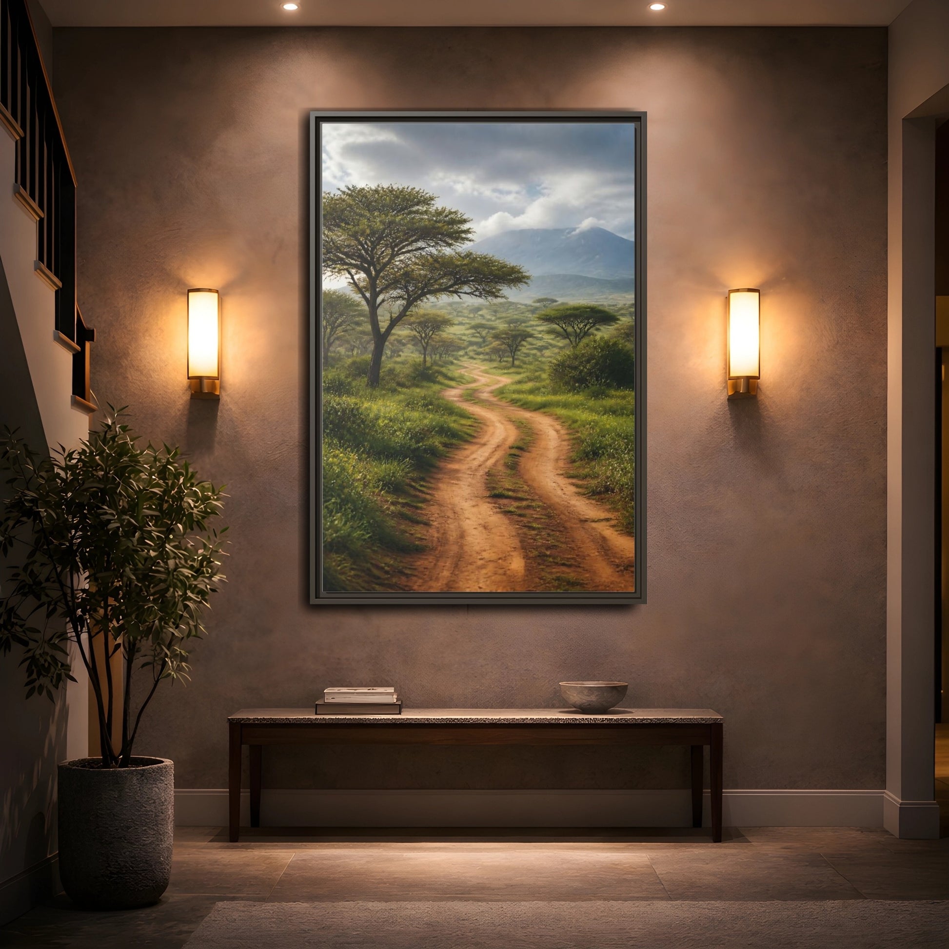 Mockup 2. Nature Savanna Landscape African Landscape shown as stretched canvas wall art