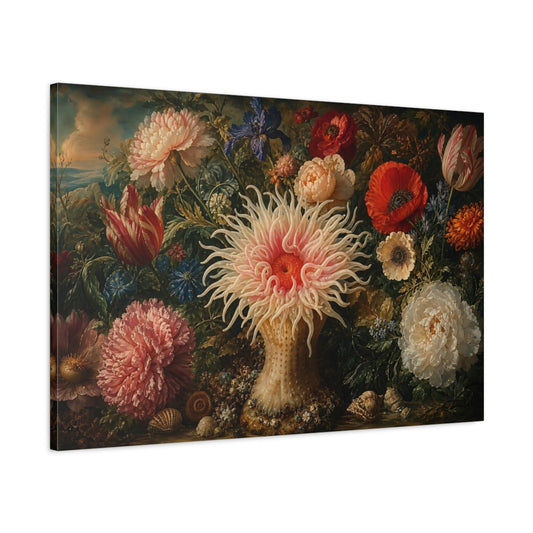 Main Mockup. Nature Sea Anemone Colorful Anemone shown as stretched canvas wall art