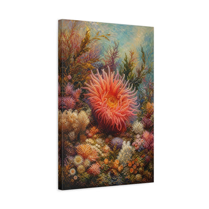 Side Mockup 3. Nature Sea Anemone Colorful Underwater shown as stretched canvas wall art