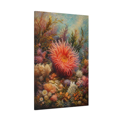 Side Mockup 1. Nature Sea Anemone Colorful Underwater shown as stretched canvas wall art