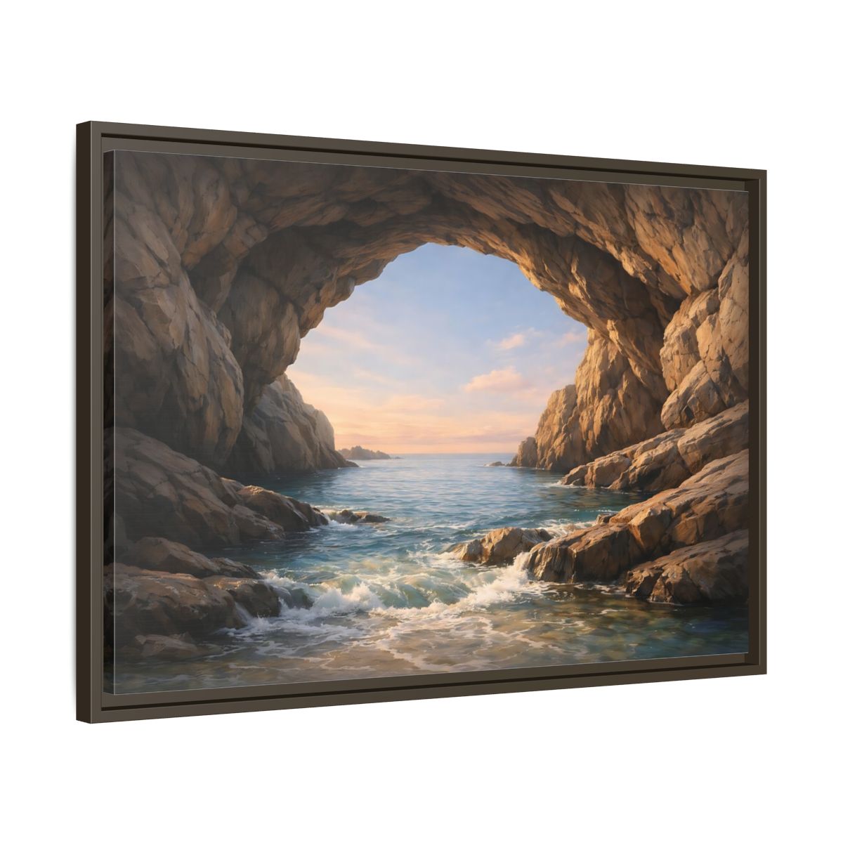 Side Mockup 11. Nature Sea Cave Coastal Cave shown as stretched canvas wall art