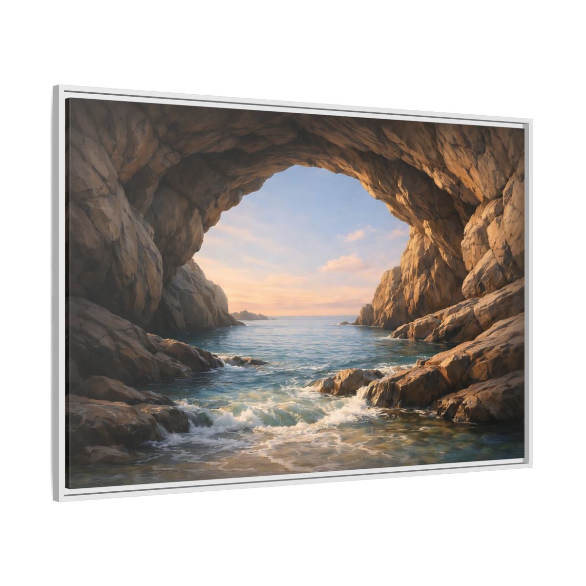 Side Mockup 7. Nature Sea Cave Coastal Cave shown as stretched canvas wall art