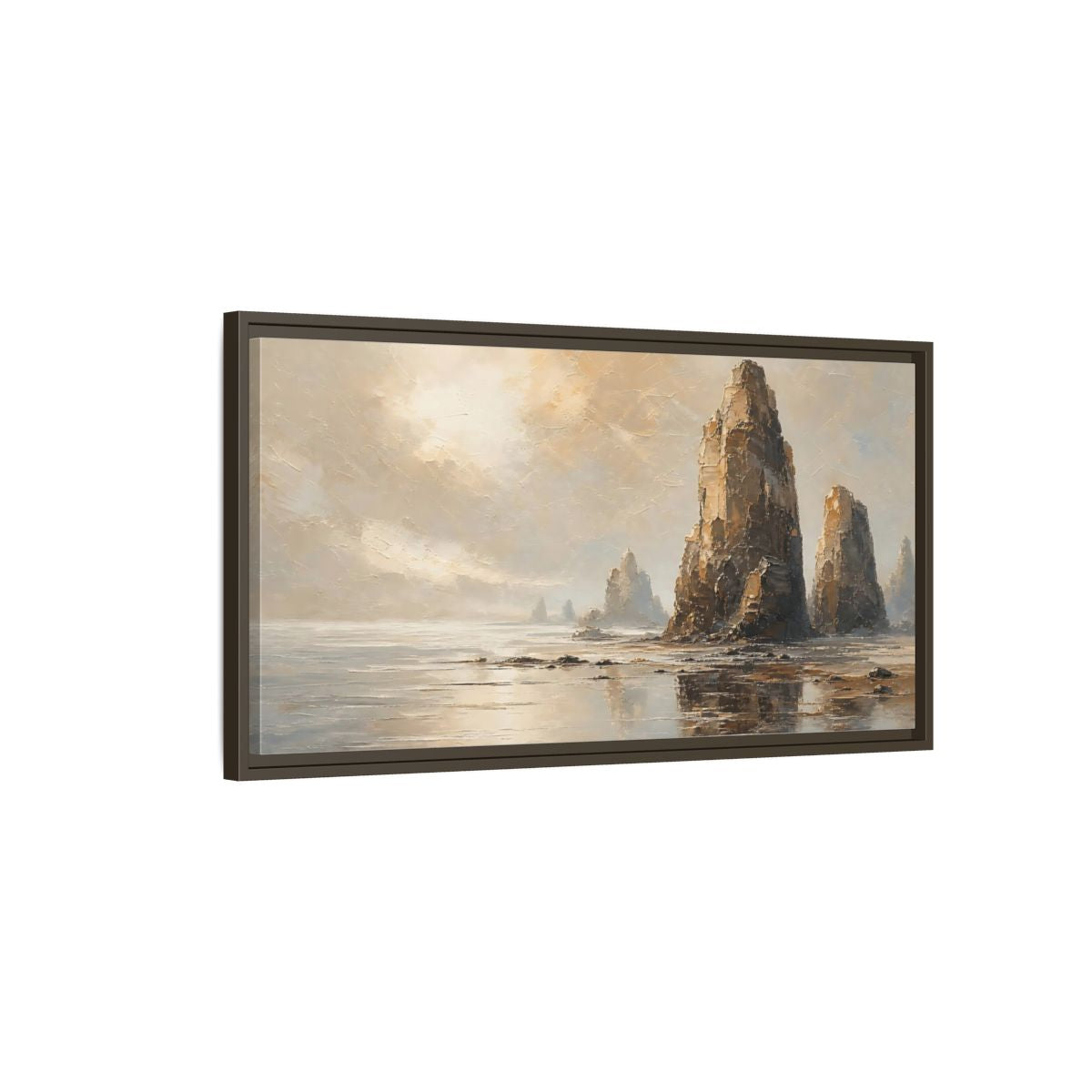 Main Mockup. Nature Sea Stacks Earthy Landscape shown as stretched canvas wall art