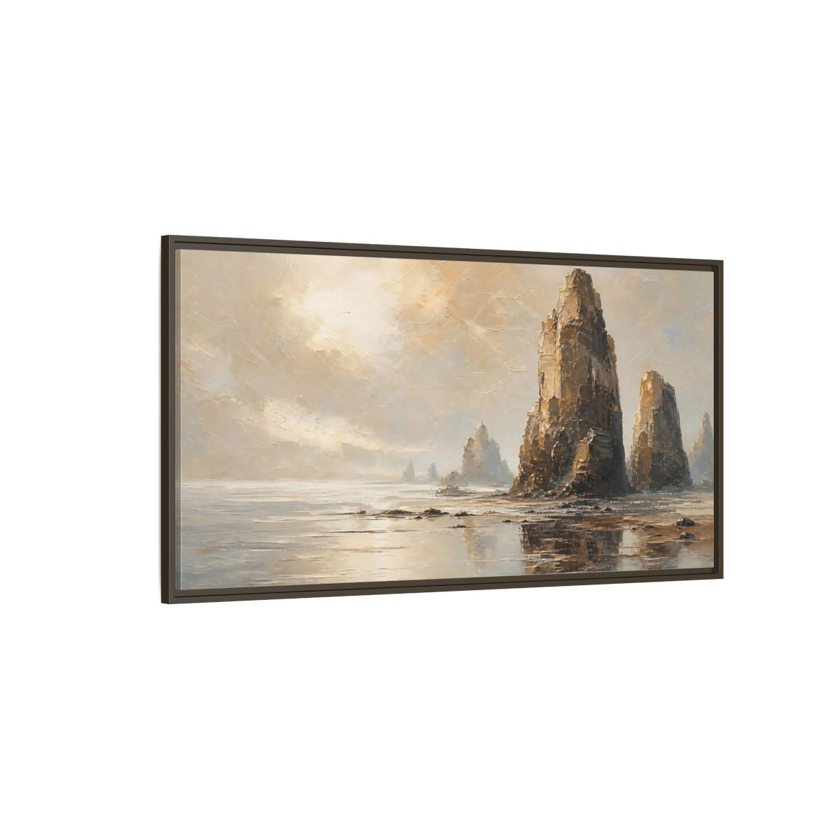 Side Mockup 4. Nature Sea Stacks Earthy Landscape shown as stretched canvas wall art