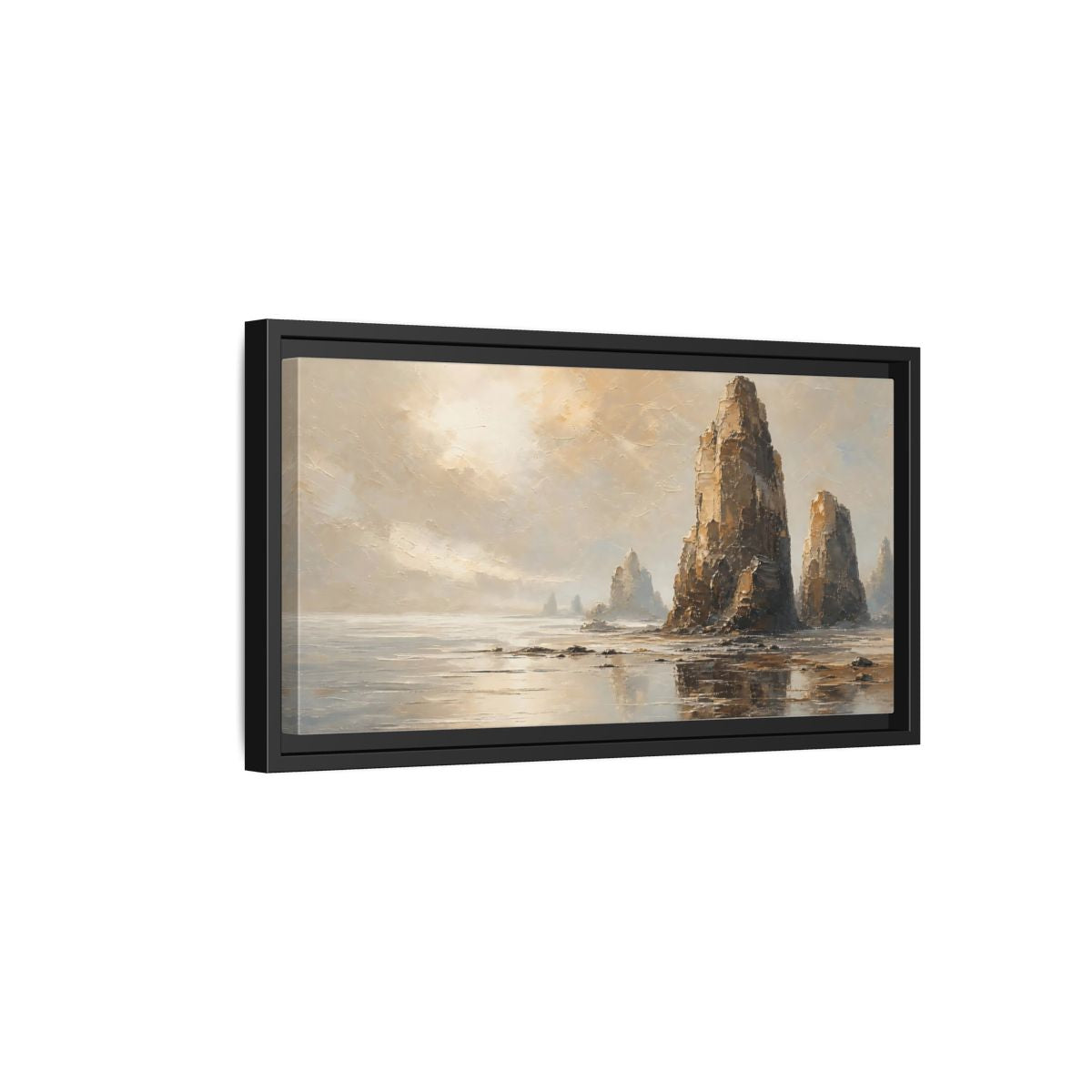 Side Mockup 8. Nature Sea Stacks Earthy Landscape shown as stretched canvas wall art