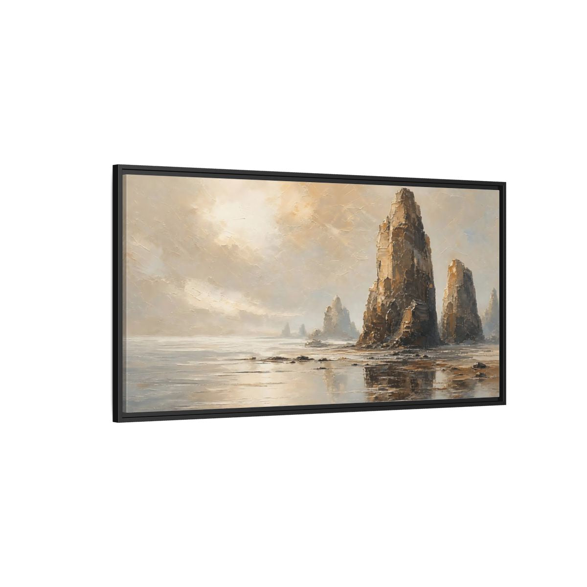 Side Mockup 5. Nature Sea Stacks Earthy Landscape shown as stretched canvas wall art