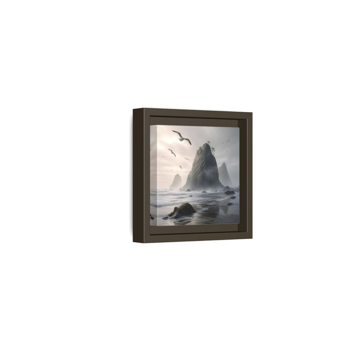Side Mockup 23. Nature Sea Stacks Misty Coastal shown as stretched canvas wall art