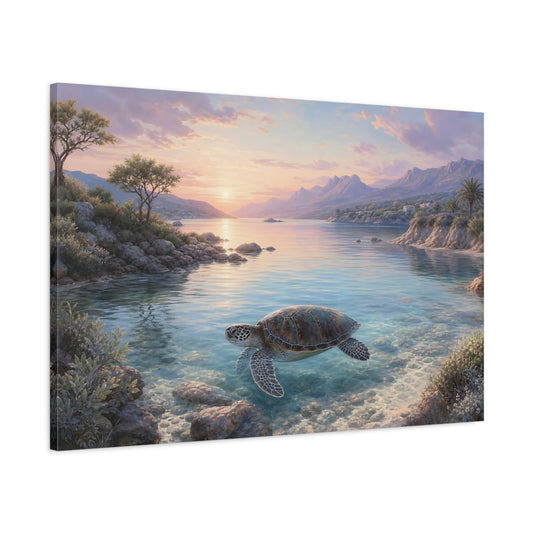 Main Mockup. Nature Sea Turtle Sea Turtle Seascape shown as stretched canvas wall art