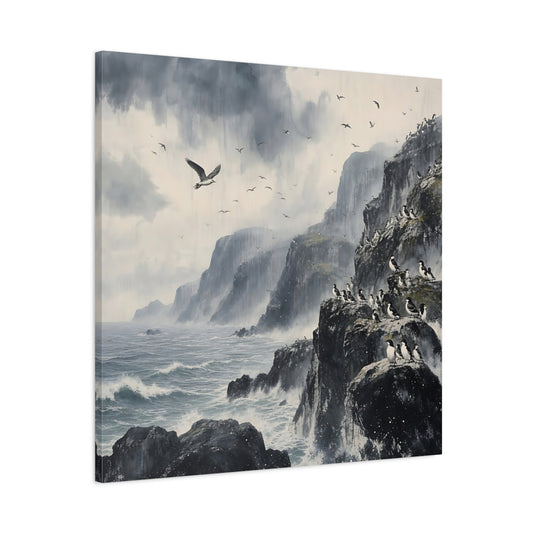 Main Mockup. Nature Seabirds Stormy Seascape shown as stretched canvas wall art
