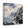 Side Mockup 2. Nature Seabirds Stormy Seascape shown as stretched canvas wall art