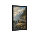 Side Mockup 6. Nature Seal Coastal Seal Landscape shown as stretched canvas wall art