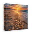 Side Mockup 2. Nature Seashell Path Orange Blue Sunset shown as stretched canvas wall art