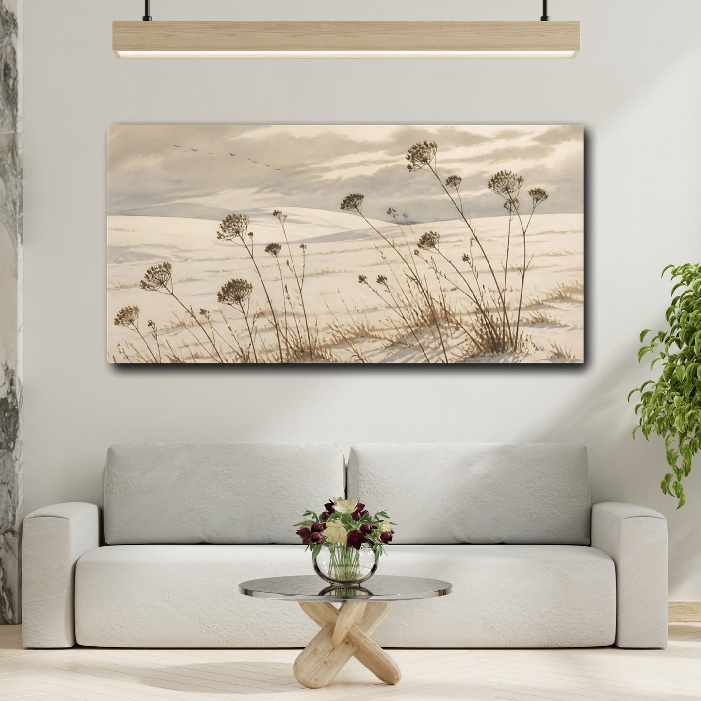Mockup 2. Nature Seed Heads In Snow shown as canvas print