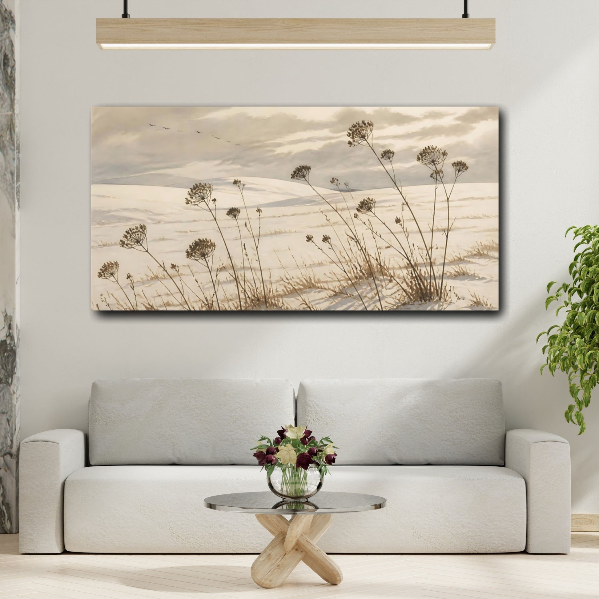 Mockup 2. Nature Seed Heads In Snow shown as canvas print