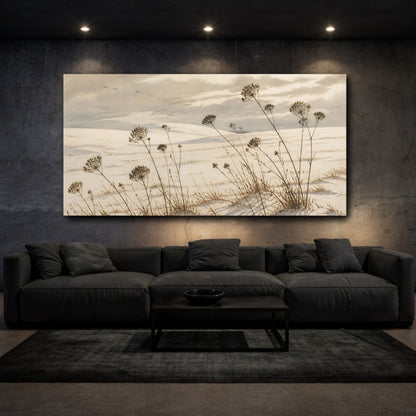Mockup 3. Nature Seed Heads In Snow shown as canvas print
