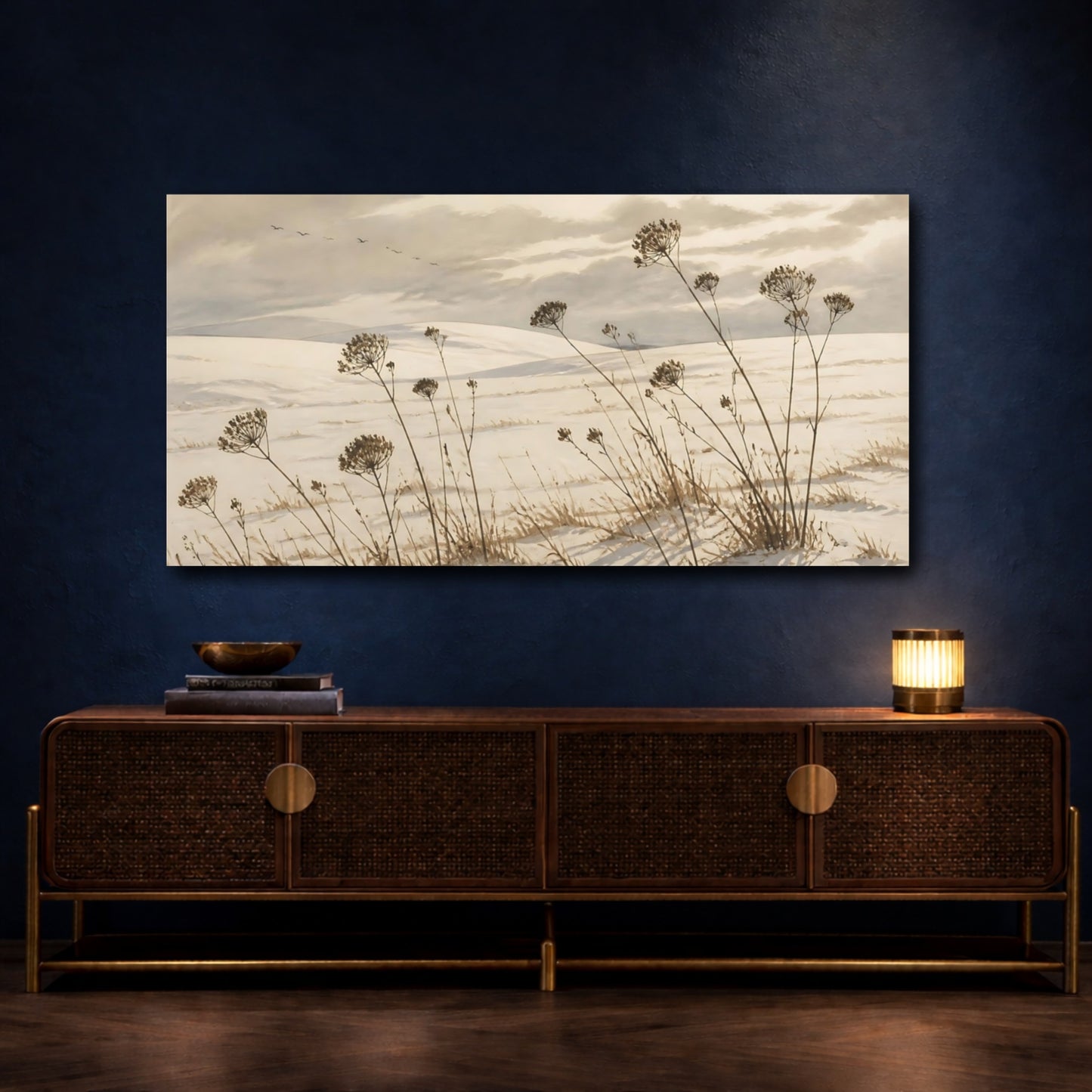 Mockup 4. Nature Seed Heads In Snow shown as canvas print