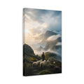 Side Mockup 4. Nature Shepherd Sheep Shepherd Mountains shown as stretched canvas wall art