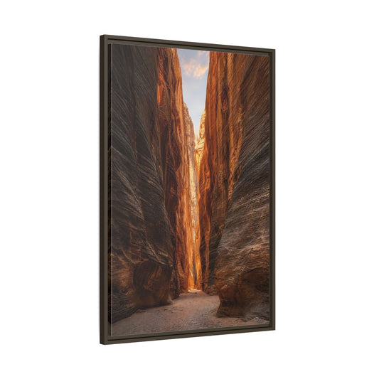 Main Mockup. Nature Slot Canyon Orange Brown Canyon shown as stretched canvas wall art