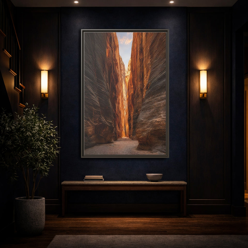 Mockup 4. Nature Slot Canyon Orange Brown Canyon shown as stretched canvas wall art