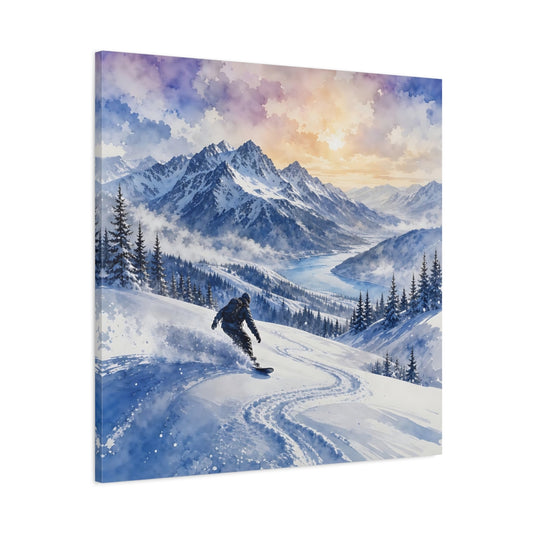 Main Mockup. Nature Snowboarder Winter Snowboarder shown as stretched canvas wall art