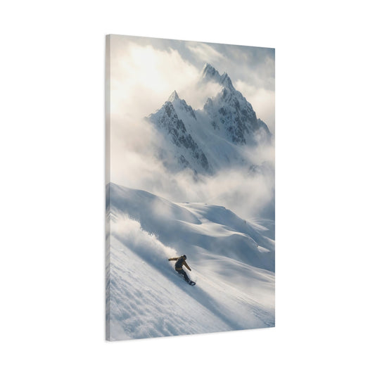 Main Mockup. Nature Snowboarder Winter Snowboarding shown as stretched canvas wall art
