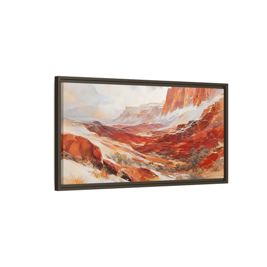 Main Mockup. Nature Snowy Canyon Red Rock Canyon shown as stretched canvas wall art