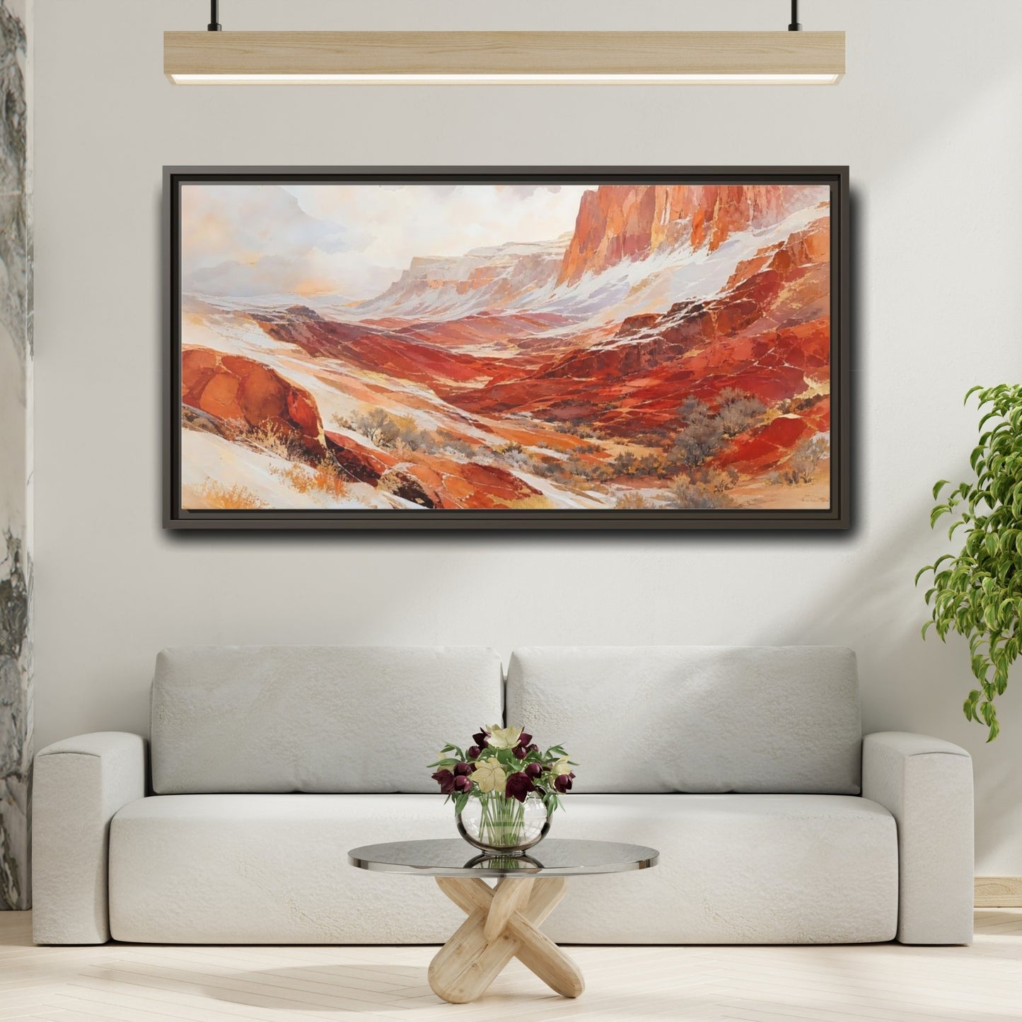 Mockup 2. Nature Snowy Canyon Red Rock Canyon shown as stretched canvas wall art