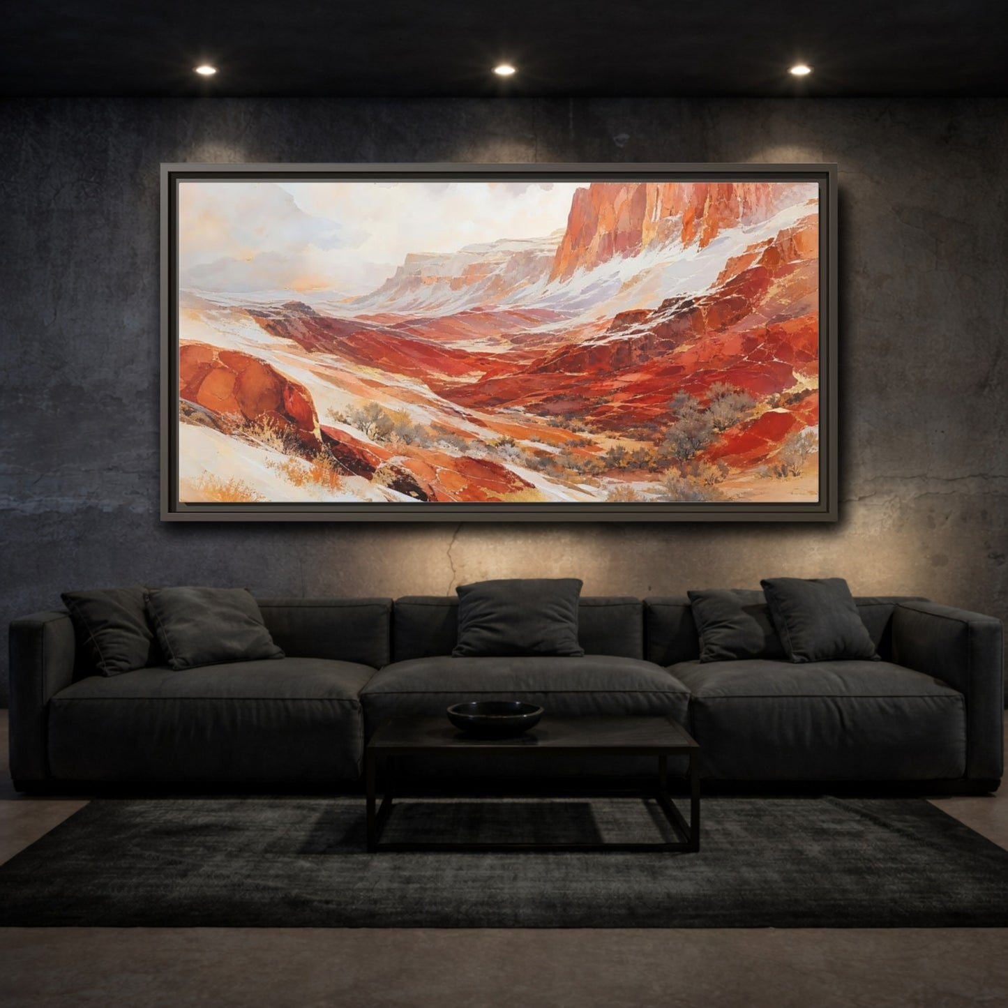 Mockup 3. Nature Snowy Canyon Red Rock Canyon shown as stretched canvas wall art