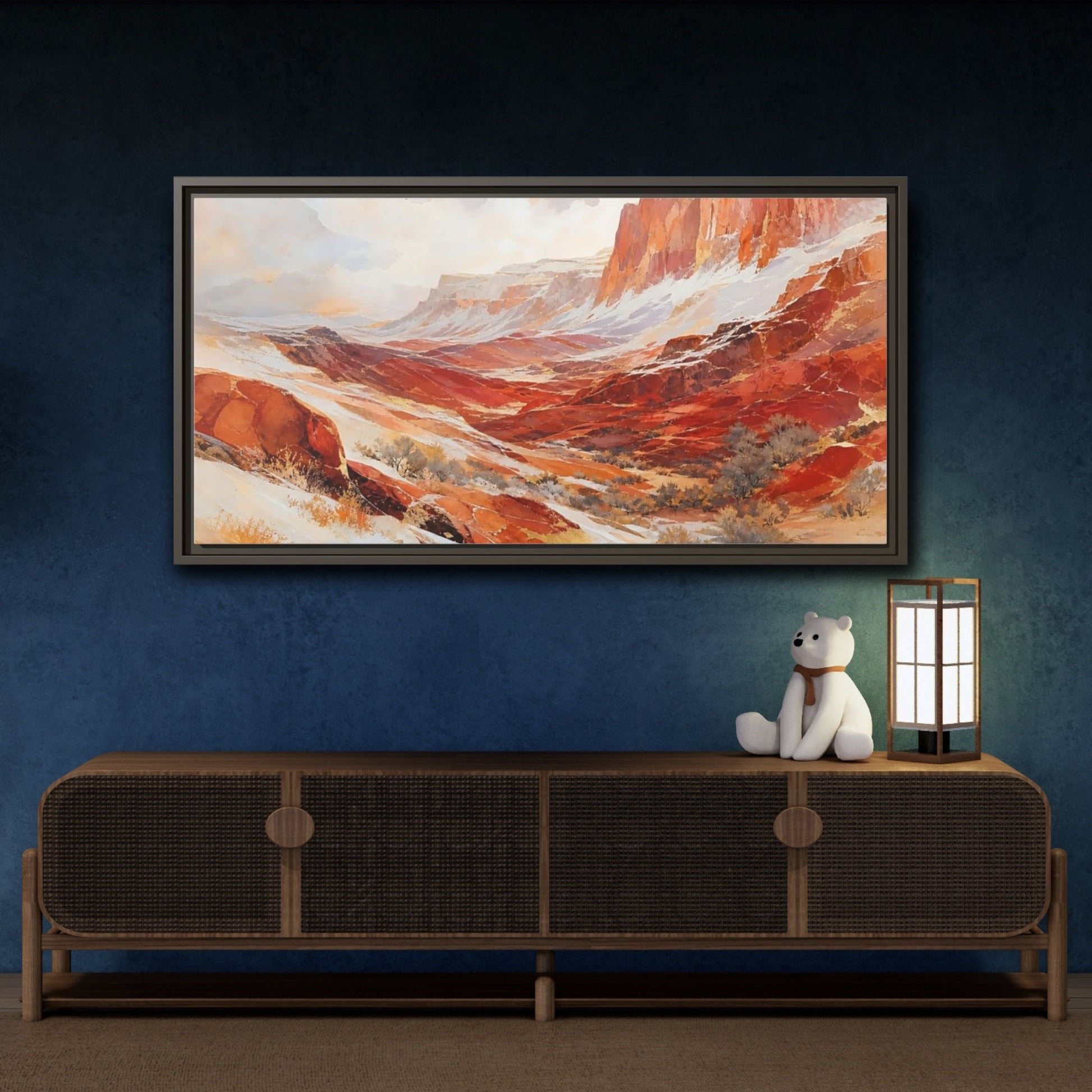 Mockup 4. Nature Snowy Canyon Red Rock Canyon shown as stretched canvas wall art
