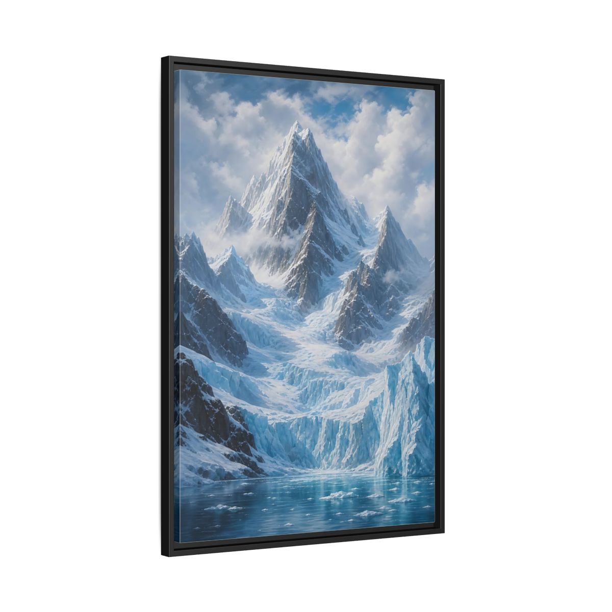 Side Mockup 13. Nature Snowy Mountain Snowy Glacier Landscape shown as stretched canvas wall art