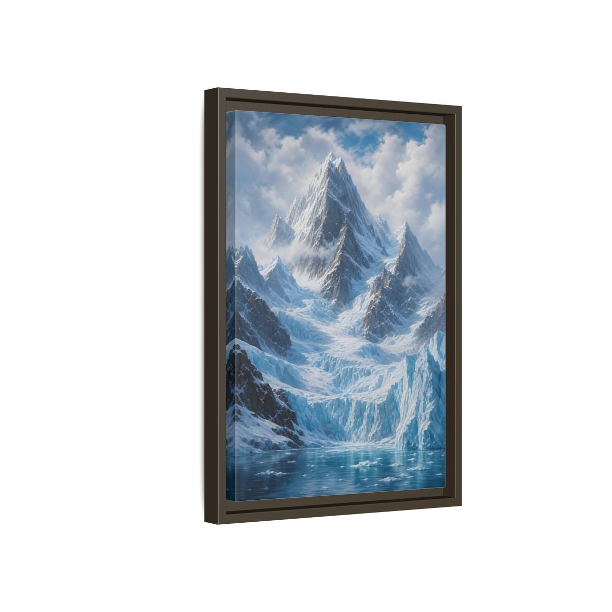 Side Mockup 5. Nature Snowy Mountain Snowy Glacier Landscape shown as stretched canvas wall art
