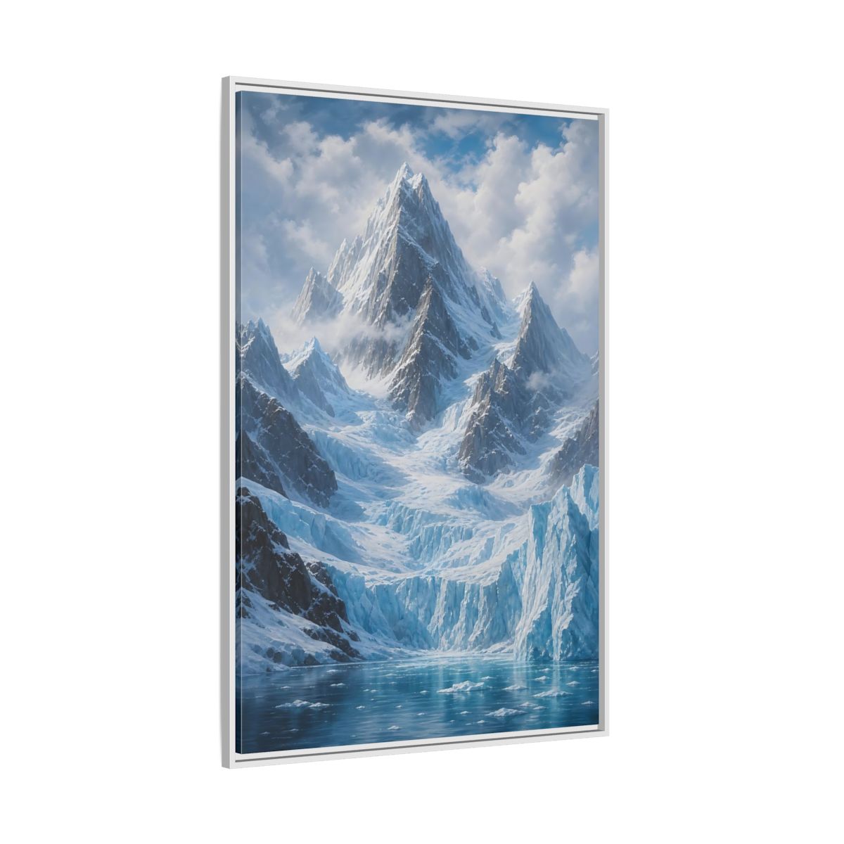Side Mockup 7. Nature Snowy Mountain Snowy Glacier Landscape shown as stretched canvas wall art